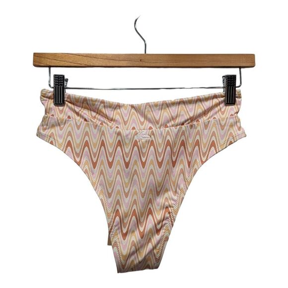 New! Quiksilver Classic Hi Waist Tie Front Recycled Bikini Bottom, S - Picture 7 of 15